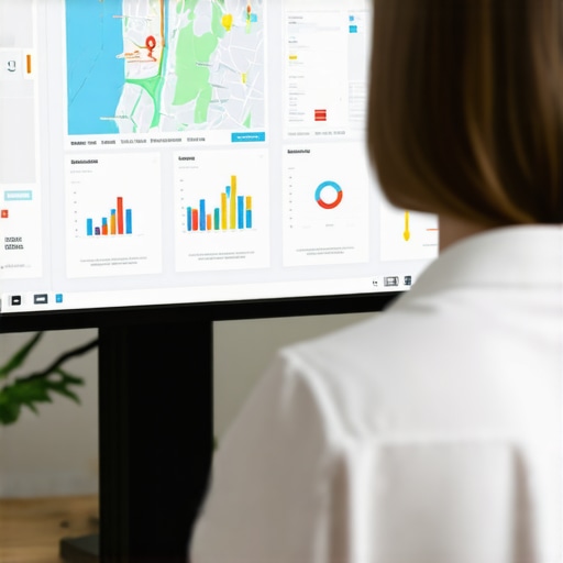 Analyzing Local Map Data for SEO SEO expert reviewing maps SEO metrics on a laptop with analytical charts