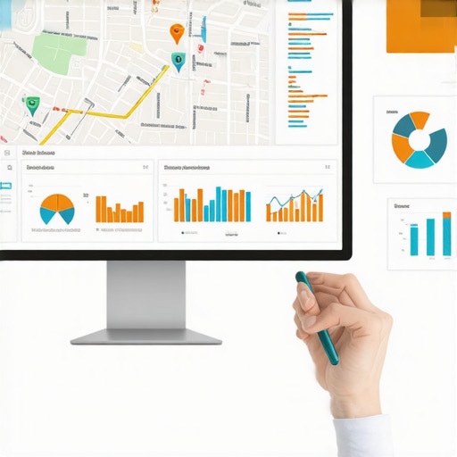 Analyzing Local Map Data Person reviewing maps SEO data on tablet and laptop with charts