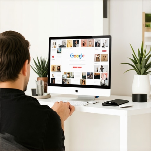Business owner optimizing Google My Business profile with photos and updates