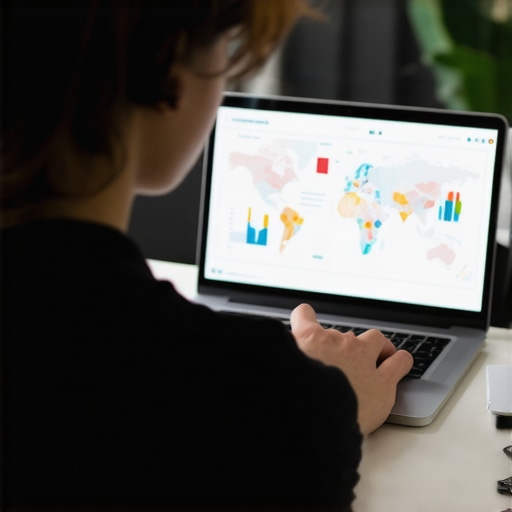 Person reviewing maps SEO data and analytics on a computer.