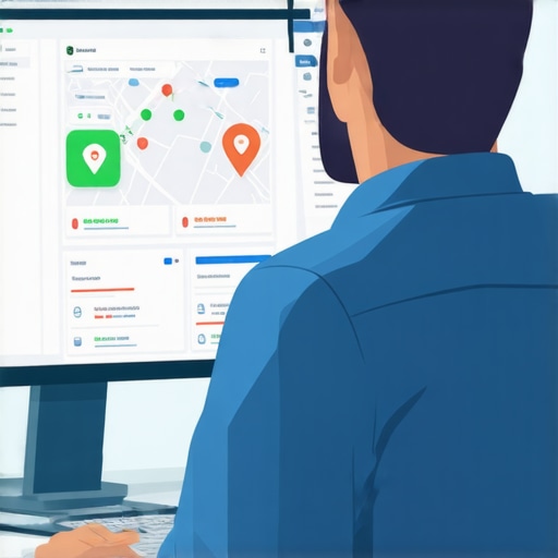 Person reviewing maps and SEO analytics on a laptop