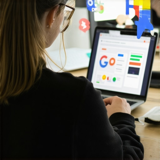 Person editing business listing on laptop with local SEO icons.