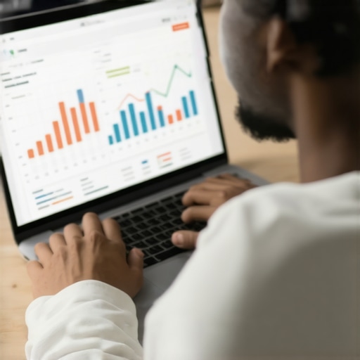 Analyzing Map SEO Data Person reviewing local search performance metrics on a laptop