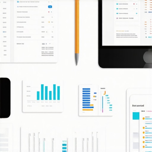 Person analyzing map SEO metrics using multiple digital tools on a desktop.