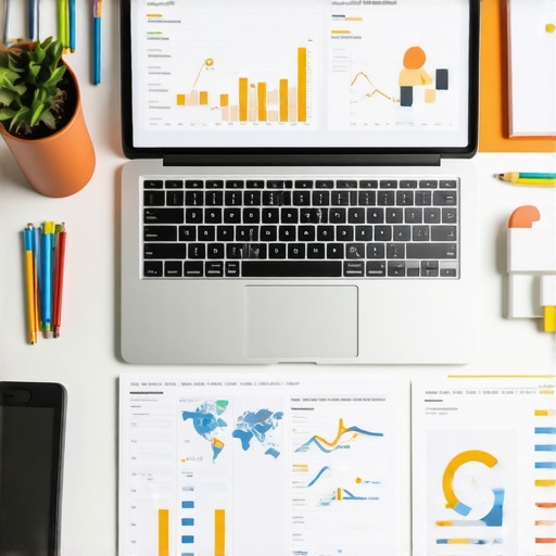 Desk setup with SEO analytics tools and local ranking charts for map SEO