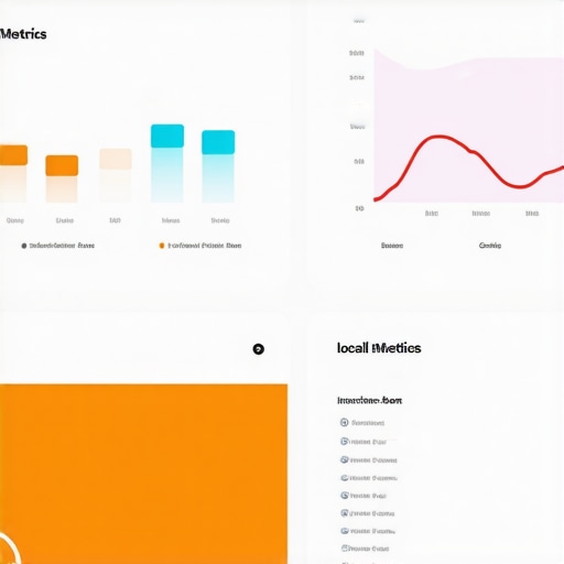 Screen showing local SEO performance metrics such as rankings, reviews, and impression share
