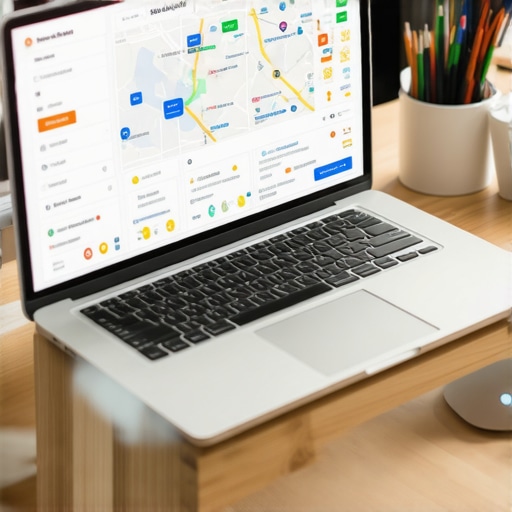 Business owner reviewing map SEO analytics and citation management tools