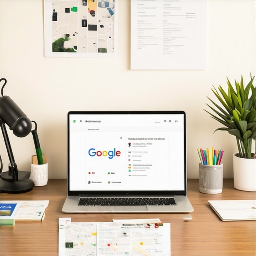 Optimized Google My Business Profile Management A person managing a Google My Business profile on a laptop in a professional workspace.