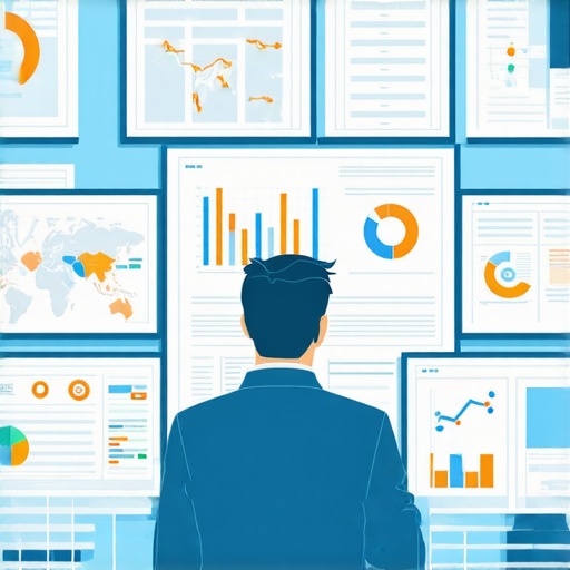 Business professional reviewing local SEO data on screens with maps and charts