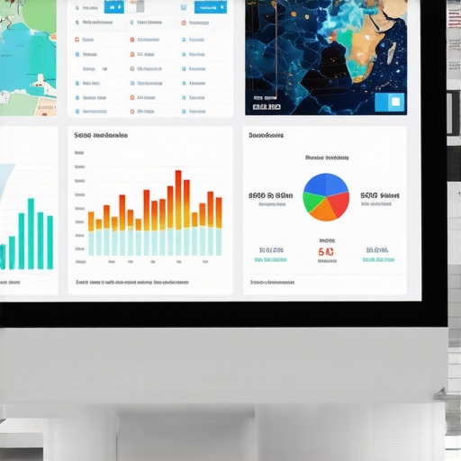 A computer monitor displaying charts and data related to maps SEO performance.