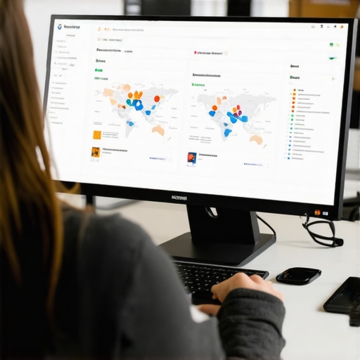 Person analyzing SEO dashboards on a computer for local map rankings.