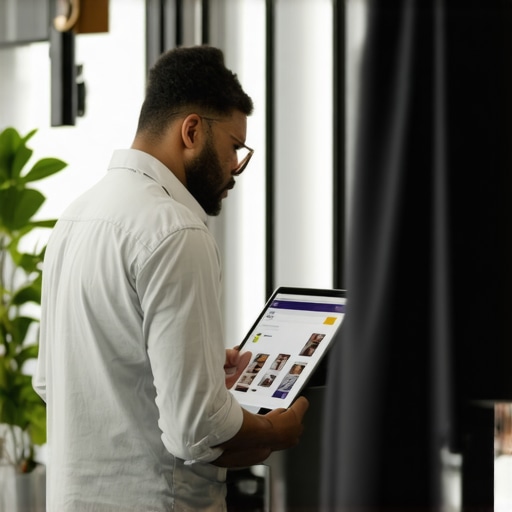 Business owner enhancing Google My Business listing with photos and details