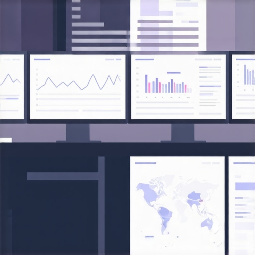 A workspace with screens showing local SEO and map analytics.