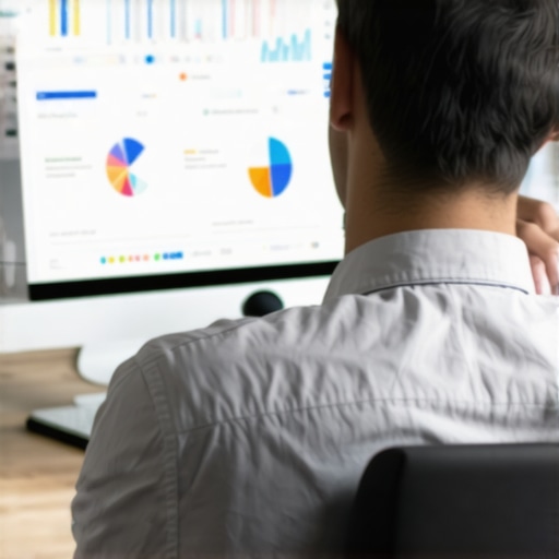 Digital marketer reviewing local SEO performance analytics on a computer for maps optimization.