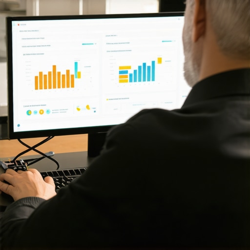 Business owner reviewing local SEO performance metrics on a laptop.