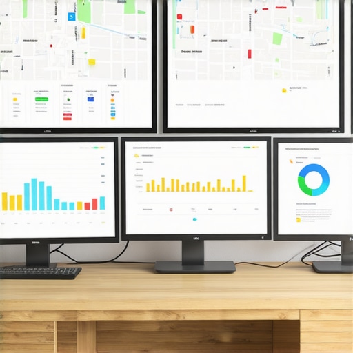 Multiple screens showing Google Maps performance metrics and analytics