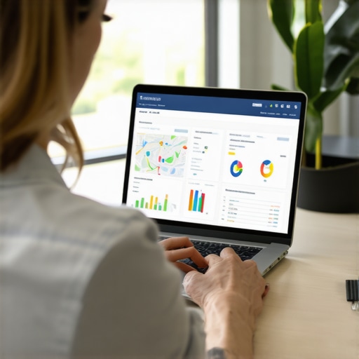 Business owner analyzing local SEO metrics on a computer